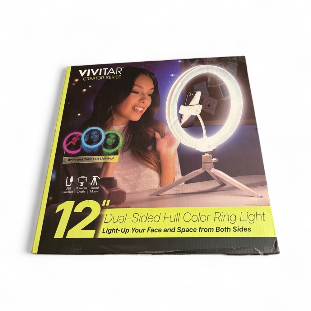 Vivitar 12” Dual-Sided Full Color Ring Light EUC